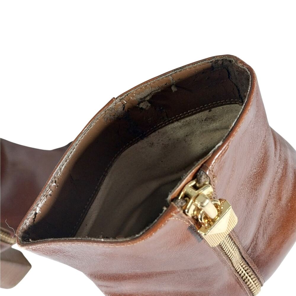 MICHAEL KORS! COGNAC BROWN GENUINE LEATHER ANKLE BOOTS! SZ 10M - Picture 11 of 12